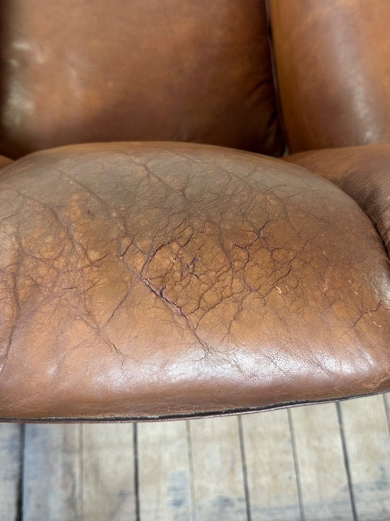 Image 1 of Vintage leren clubfauteuil uit de jaren 50