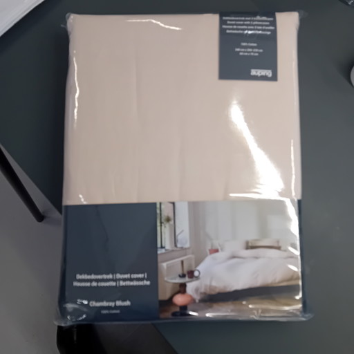 Housse de couette en chambray rose poudré 240 x 220 cm