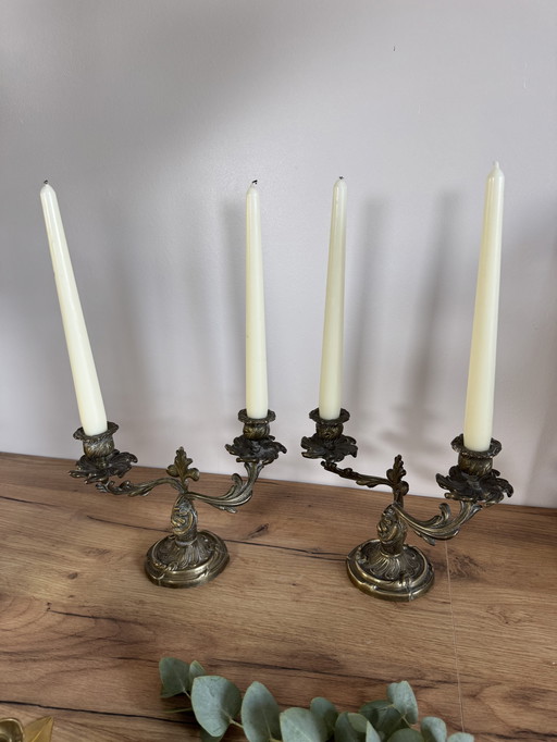 Set of 2 bronze candlesticks