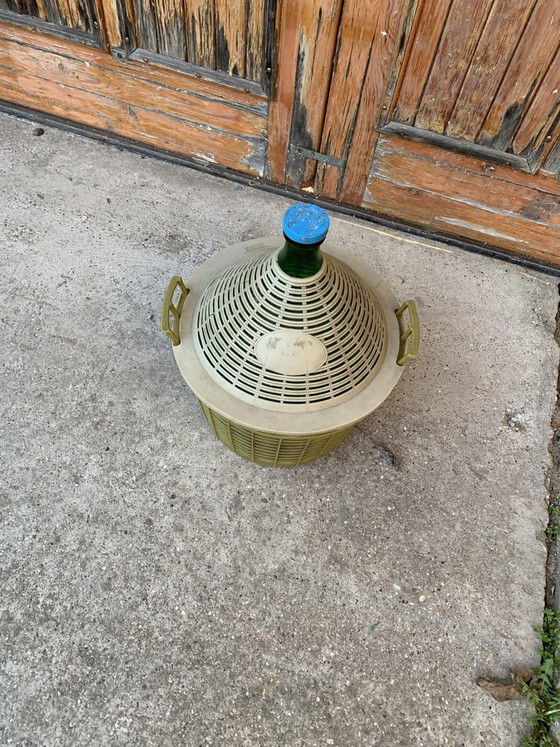 Mid-Century Glazen Demijohn in Plastic Mand – Glazen & Karaffen, Kunststof, Mid Century Modern (photo 3 of 5)