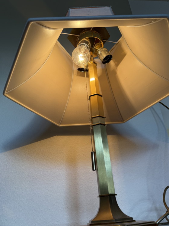 Image 1 of Lampada da terra vintage con paralume in tessuto