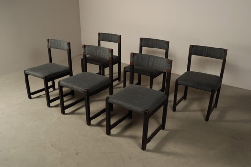 Set of six dining chairs designed by Jean Batenburg for MI, Belgium, circa 1969 – eetkamerstoelen, Textile