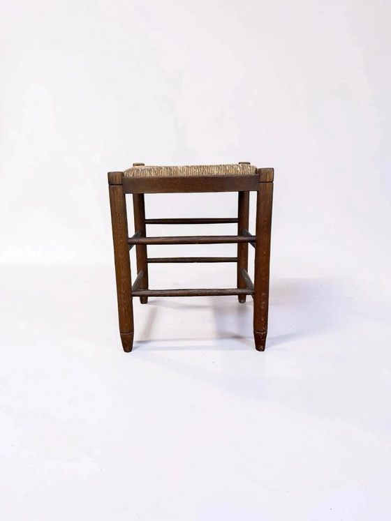 Vintage stool with a straw seat. – Wood (photo 5 of 5)