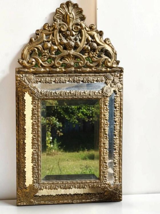 Mirror with brass repoussé frame, Louis XIV style – Wood, Glass, Rococo (photo 6 of 6)