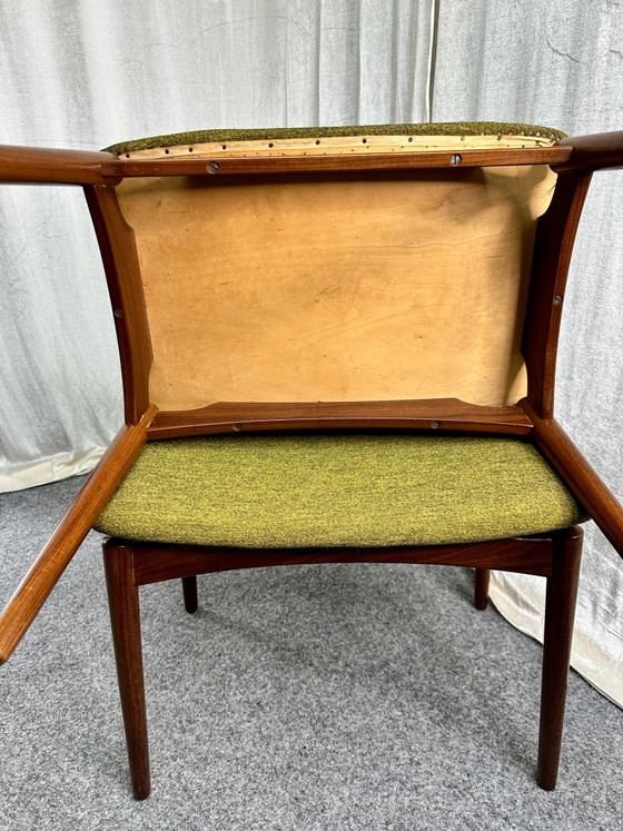 Danish Design, “Sigfred Omann, Ølholm” Poggiapiedi e pouf, Teak, Mid Century, Ølholm Møbelfabrik, Legno, Verde (foto 4 di 11)
