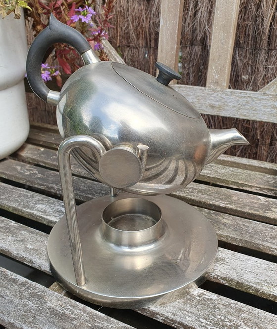 Retro Kantel Ketel Van Verchroomd Metaal. – Tafelaccessoires, Metal, Plastic (photo 4 of 8)