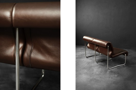 Image 1 of Divano da salotto a 2 posti con struttura in acciaio marrone, vintage metà secolo, Germania moderna, anni '70