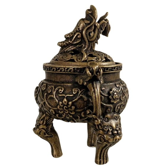 Brûle-encens Dragon Miniature Chinois en Bronze (Ding) – Objets déco (photo 3 of 10)