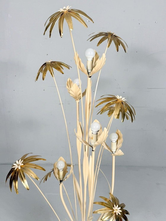 Image 1 of Lámpara de pie floral, estilo Hollywood Regency, años 70