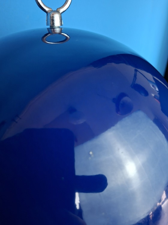 Image 1 of Large deep blue Spanish mushroom table lamp