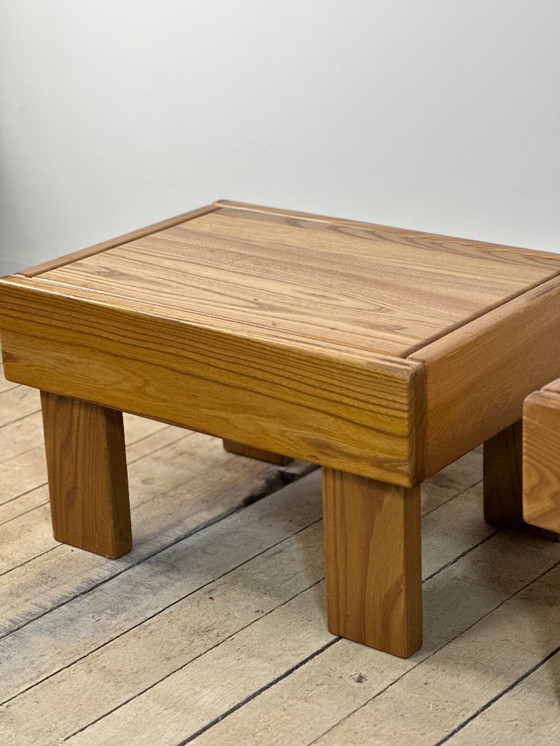 Image 1 of Comodini / tavolini (coppia) Maison REGAIN in olmo massello anni '80