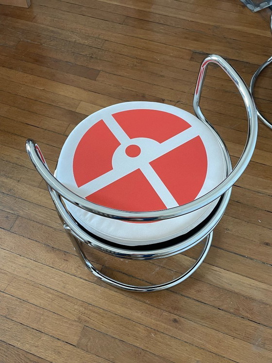 Image 1 of Gae Aulenti, pair of chrome steel armchairs