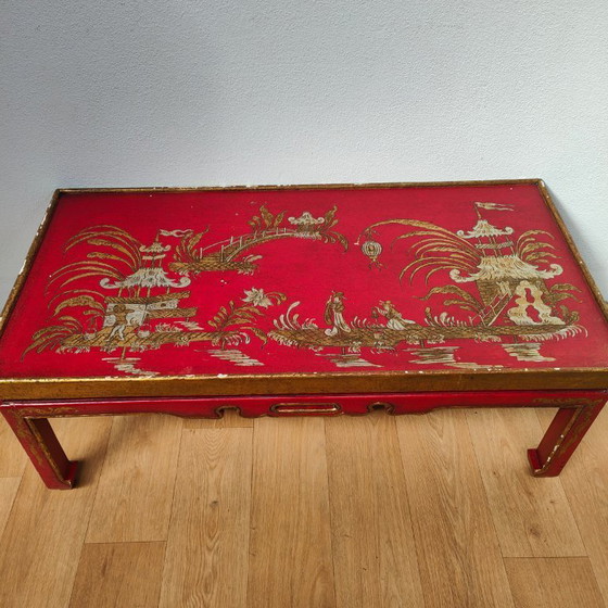 Image 1 of Vintage Chinoiserie Japandi Salontafel, Koffietafel Hout