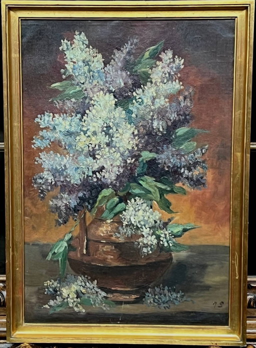 Cuadro firmado "Ramo de lilas". – schilderijen tekeningen, Canvas (photo 2 of 6)