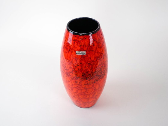 Image 1 of Red ceramic vase, German design, 1960s, manufactured by Scheurich