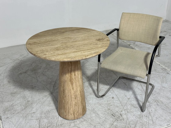 Travertine Bistro Table Eleonora Aime - Round Ø70 - Solid Natural Stone – Dining tables (photo 4 of 8)