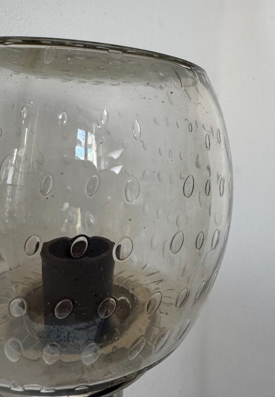 Image 1 of Coppia di applique vintage, metallo cromato e vetro a bolle, Francia, 1960