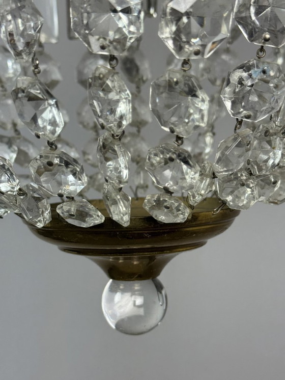 Image 1 of Lámpara de araña decorativa de cristal "fresa" de mediados de siglo, estilo Josef Frank, década de 1960