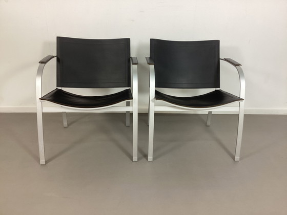 Image 1 of Set Van 2 Vintage Tord Björklund Easy Chairs Stoelen Leer Ikea 