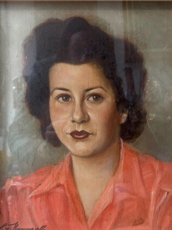 Dipinto a olio su tavola, Ritratto femminile, 1945, Dipinti e disegni (foto 2 di 7)