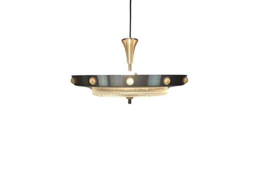 Vintage - Lakro style - UFO pendant lamp - 'Champagne gold' - glass - 70s