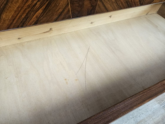 Image 1 of 1950s chest of drawers with glass top, maple workmanship and brass knobs