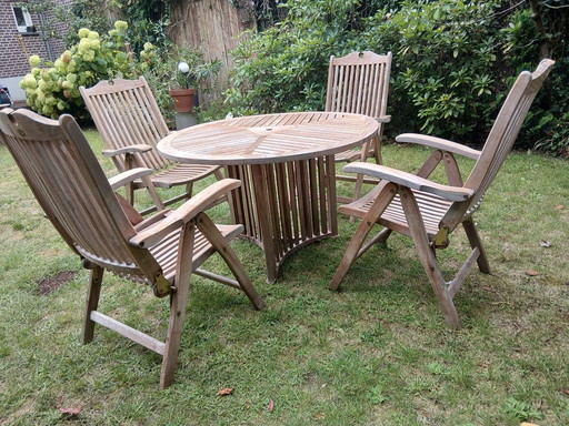 Ensemble de jardin en teck avec coussins inclus – tuinsets, Wood
