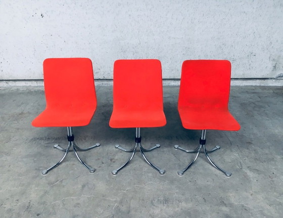 Image 1 of Brabantia Home Steel 3er-Set Esszimmerstühle, Niederlande, 1970er