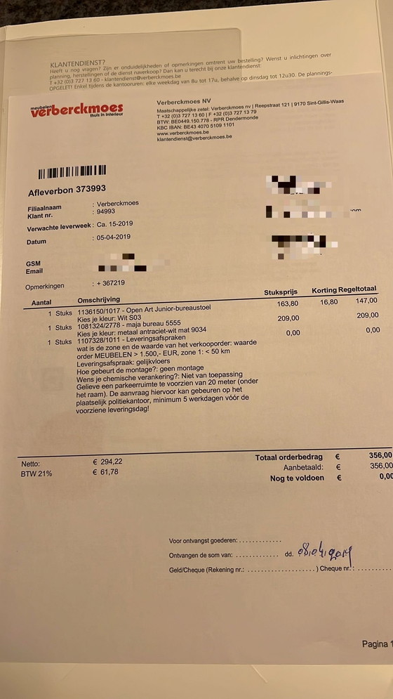 Image 1 of Bureau met bureaustoel 