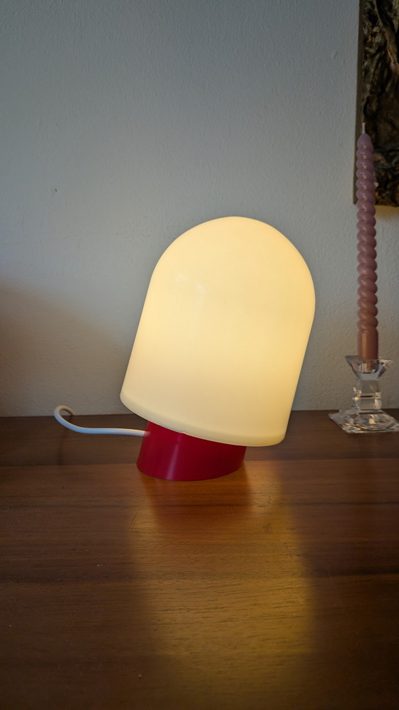 Image 1 of Table Lamp 1970s Red Plastic Mid-Century Minimalist