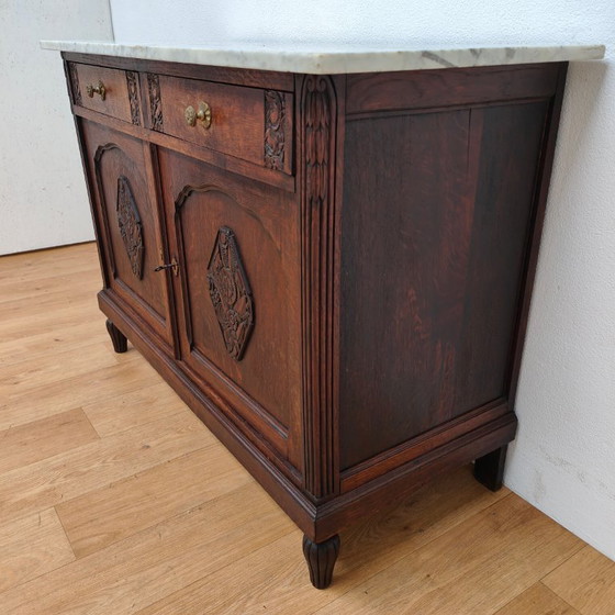 Image 1 of Antike Kommode, Anrichte, Schrank, Waschtisch mit Marmorplatte 302