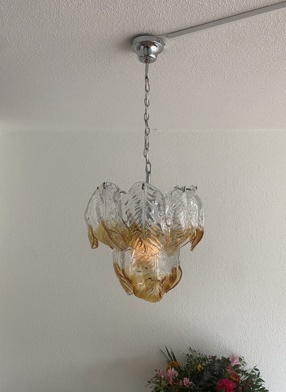 Image 1 of Vintage Frozen leaves hanglamp 70’s