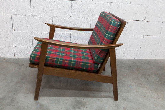 Image 1 of Poltrona scandinava in teak, anni '60, smontabile, con tessuto tartan