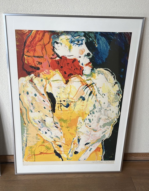 Kees van Bohemen silkscreen woman with fox