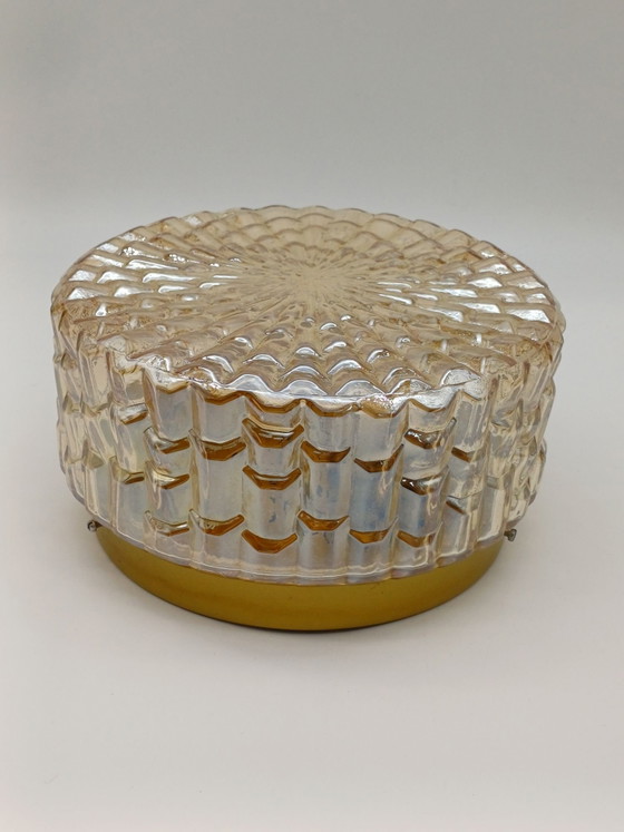 Plafonnier vintage, Céramique, Verre, Marron (photo 3 sur 10)