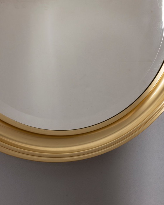 Vintage Italian Round Wall Mirror in Brass, 1970s (photo 8 of 8)