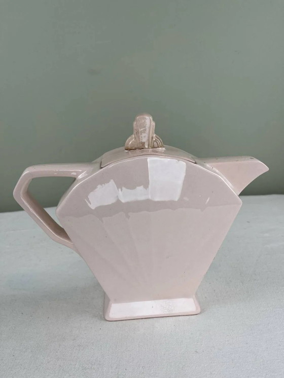Art Deco rosa Teekanne – Küchenzubehör, Porcelain (photo 10 of 11)