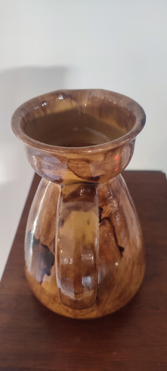 Image 1 of Vintage rustic ceramic pitcher. 1950s/1970s