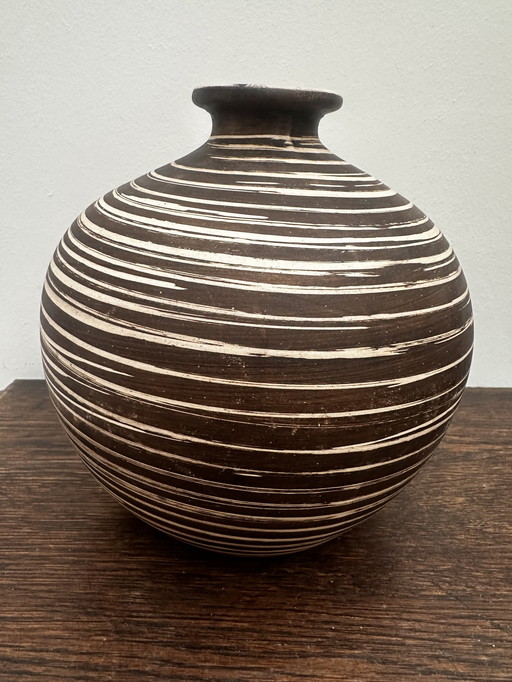 Vaso boule vintage etnique H 20 cm