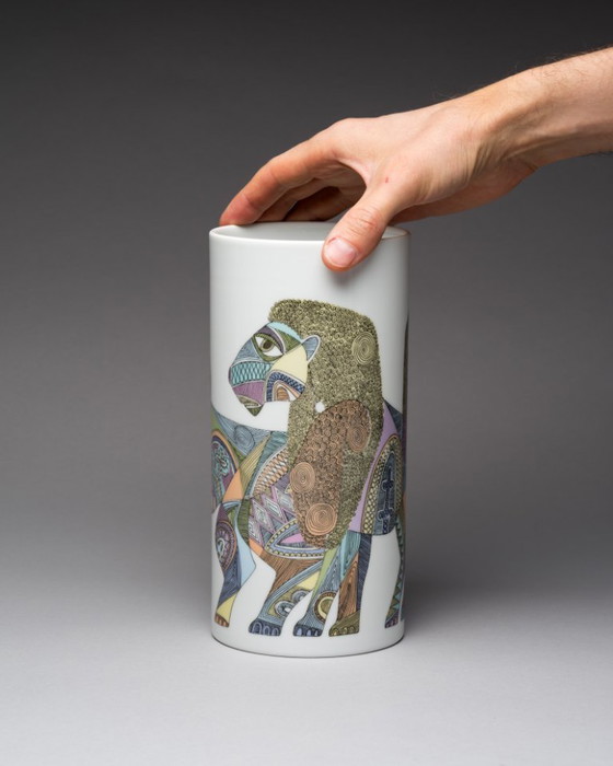 Image 1 of Rosenthal Studio-Line “Lions” Designer Vase Duo Cuno Fischer & Bjørn Wiinblad