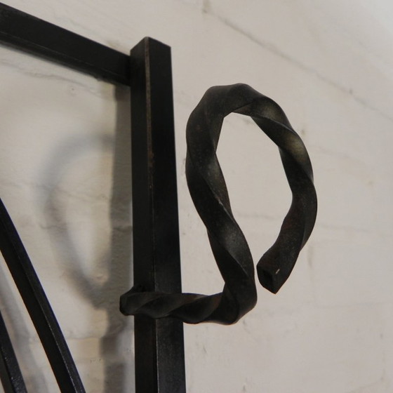 Steel standing wall coat rack with bird motif, 1950s, Metal, Glass, Black, Mid Century Modern (photo 10 of 10)