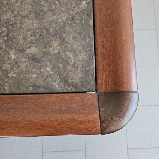 Image 1 of TABLE BASSE VINTAGE SCANDINAVE 1960 EN TECK PALISSANDRE & PIERRE DE SCHISTE 60S