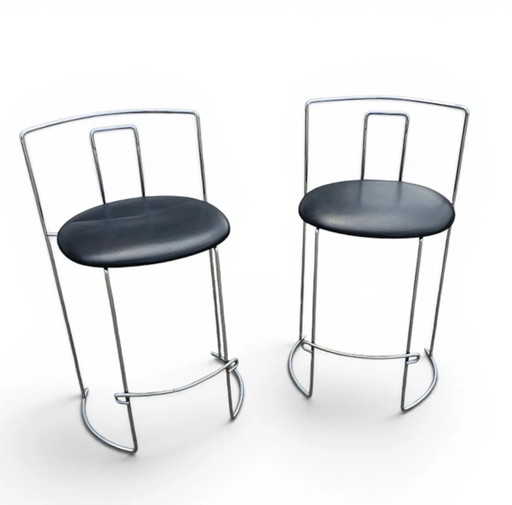 2 x Gaja stool by Kazuhide Takahama for Simon Gavina / black leather