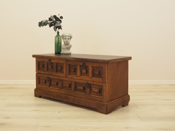 Commode danoise avec façades à panneaux, placage de chêne, années 1970, Bois, Métal, Marron, Vintage (photo 3 sur 11)