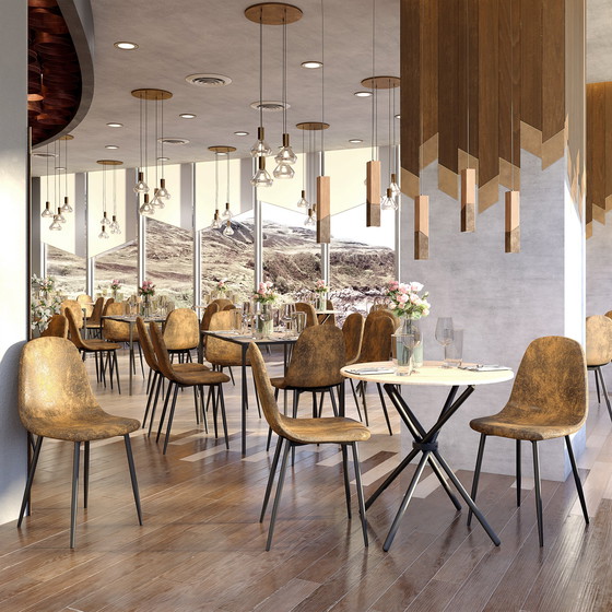 Image 1 of 4x Urban Meuble Chaises de Salle à Manger Scandinaves Vintage Suède Marron Rétro