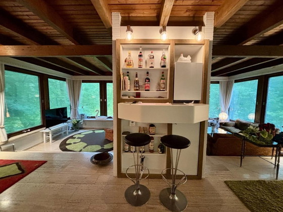 Set di Sgabelli da bar Fritz Hansen / 1968 / Design Piet Hein – Metallo, Pelle (photo 5 of 5)