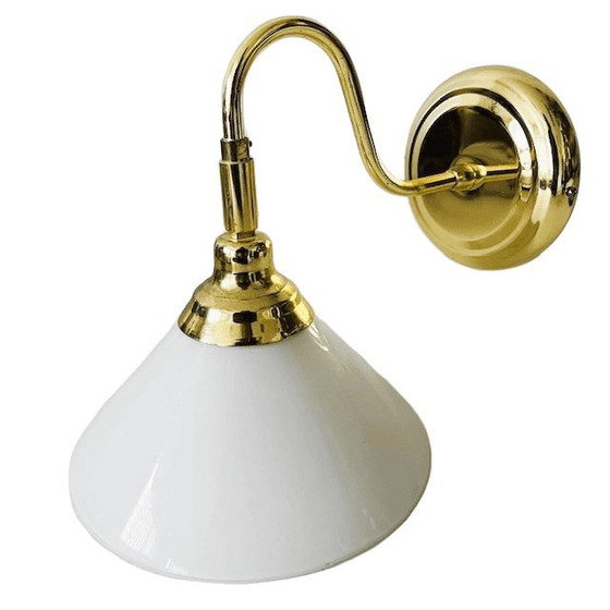 Image 1 of Lampada da parete vintage Ikea in vetro satinato dorato, anni '80