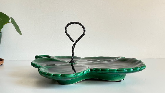 Image 1 of Piatto Barbotine in ceramica smaltata vintage