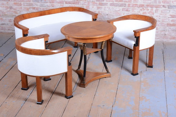 Restored Empire Seating Set, Spruce, Cherry Wood, Polish, Austria, 1850s – Seating area, Textile (photo 4 of 18)