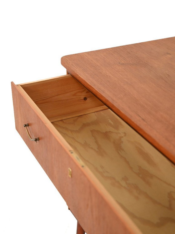 Image 1 of Scandinavian teak and mahogany chest with brass accents